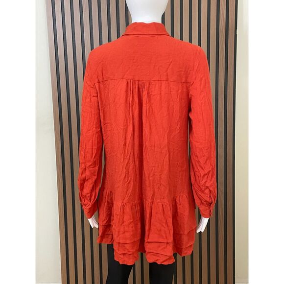 Soft Surroundings Women's S Orange Button-Up Rayon Tunic Shirt Casual Minimalist - Picture 2 of 10